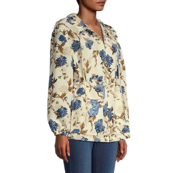 TORY BURCH Floral Print Hooded Wind Resistant Jacket - Picture 2 of 12